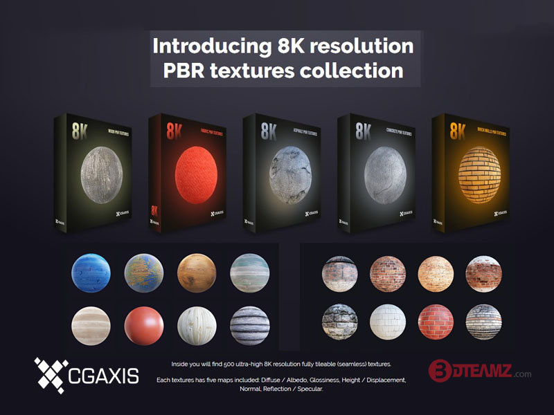 8K resolution PBR textures collection – 3DTEAMZ